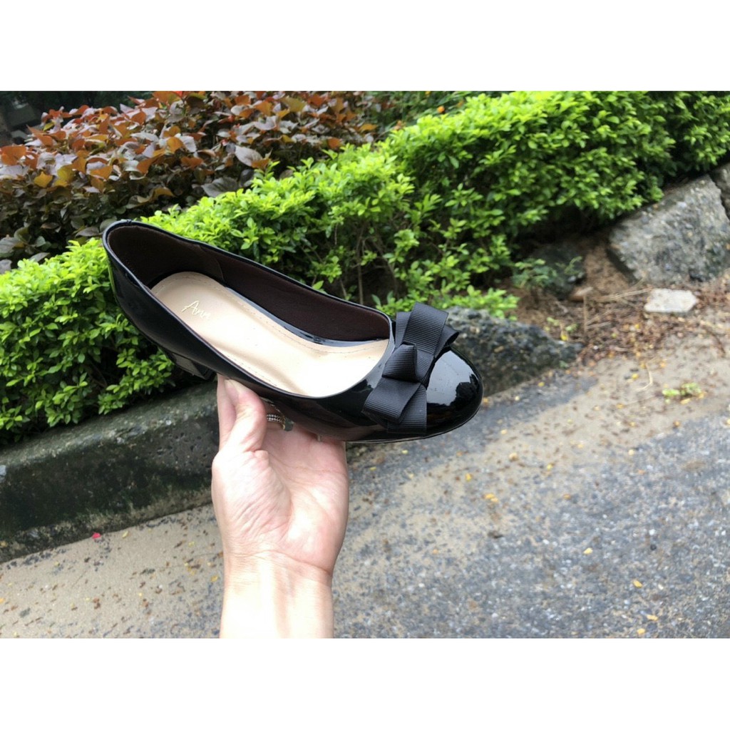 CG893- Giầy cao gót 3 phân thời trang mũi tròn gót vuông nơ ú