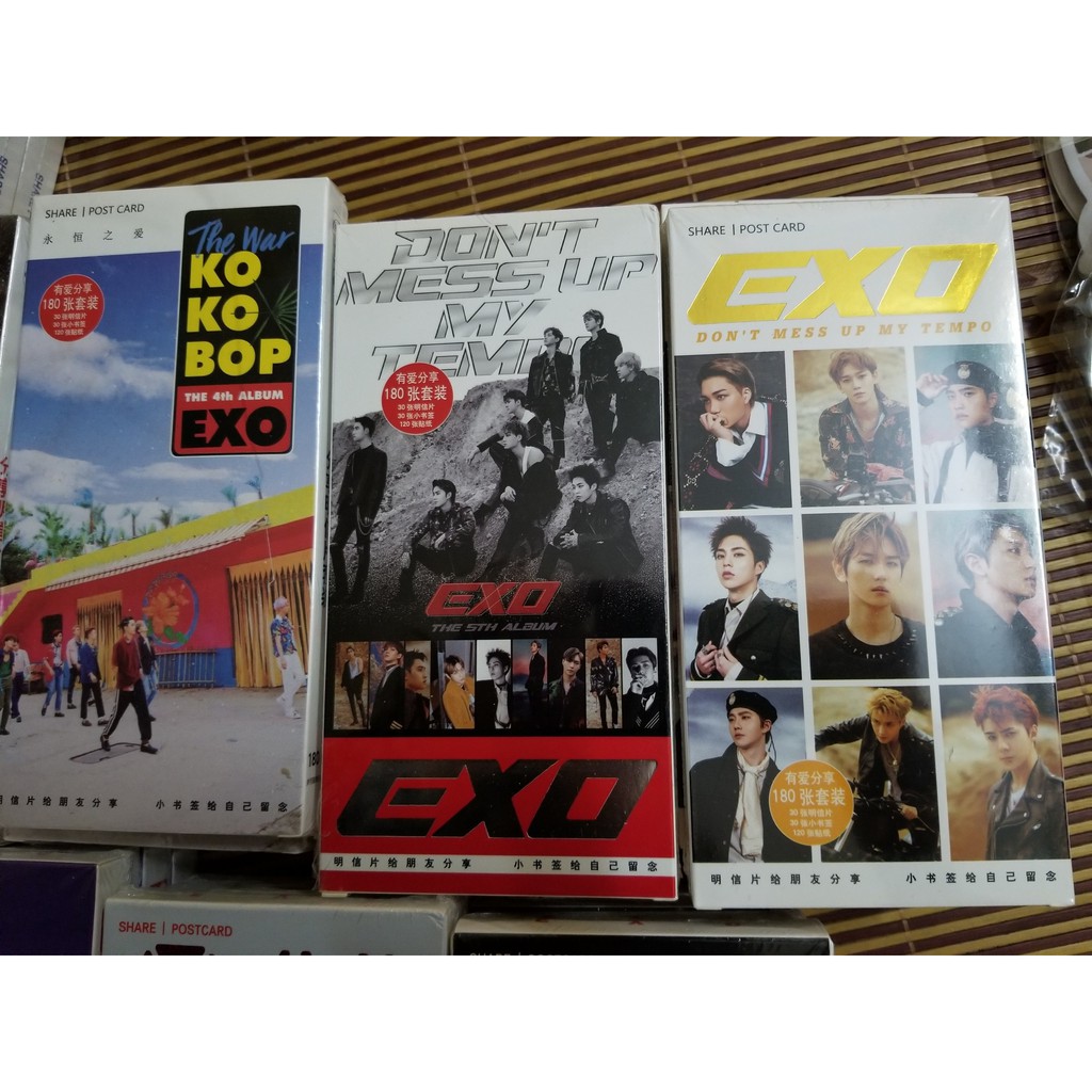 Hộp postcard EXO (30 postcard + 2 tấm sticker + 30 lomo)