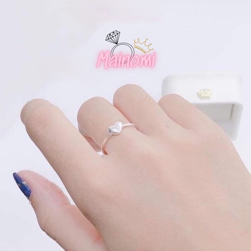 Nhẫn Tim bạc ta nhỏ xinh, Nhẫn trơn sáng bóng long lanh vô cùng bắt mắt Mainomi Shop Bạc Xinh