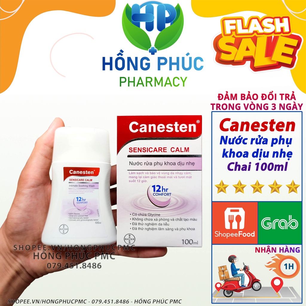 Dung dịch vệ sinh phụ nữ Canesten Sensicare Clam nước rửa phụ khoa se khít vùng kín nữ chăm sóc vùng kín thơm khử mùi