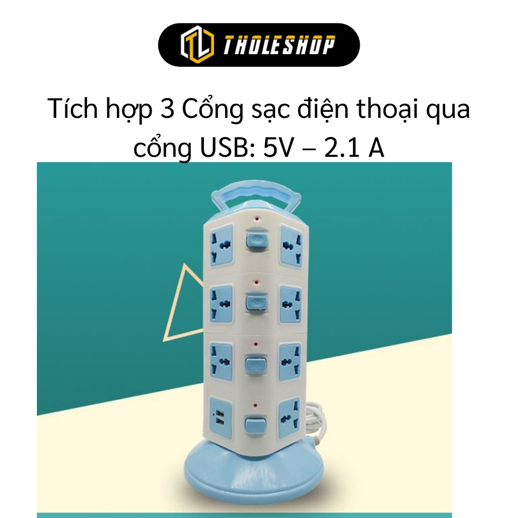 Ổ Cắm Điện - Ổ Điện 4 Tầng, 16 Lổ Cắm Và 3 Cổng USB Chống Giật, Chống Cháy Nổ 3508