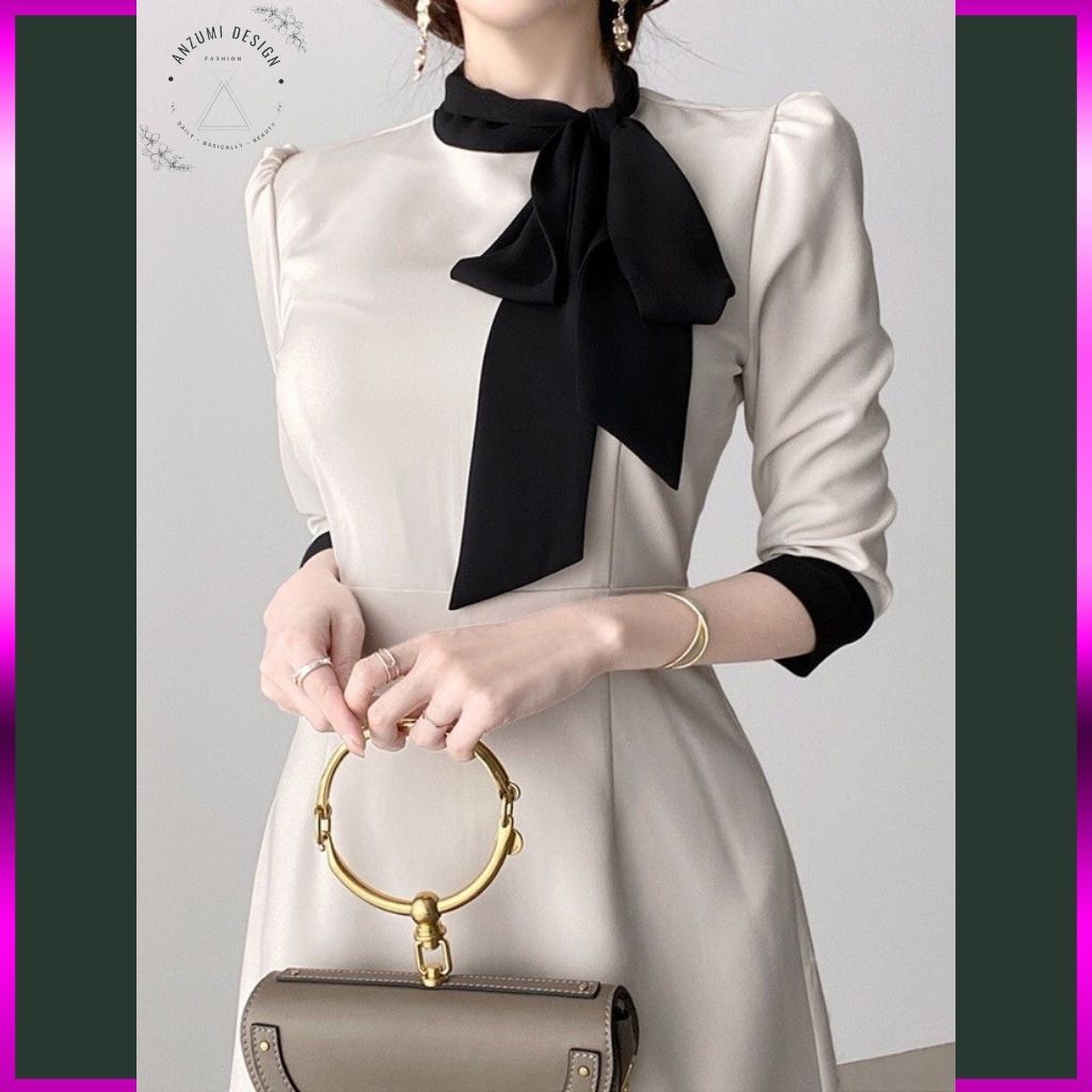 Đầm thiết kế cao cấp 💙 Đầm công sở Hàn Quốc vải chéo công sở thanh lịch | BigBuy360 - bigbuy360.vn