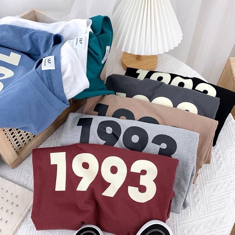 Áo phông 3158, áo thun tay lỡ form rộng chất cotton in số 1993