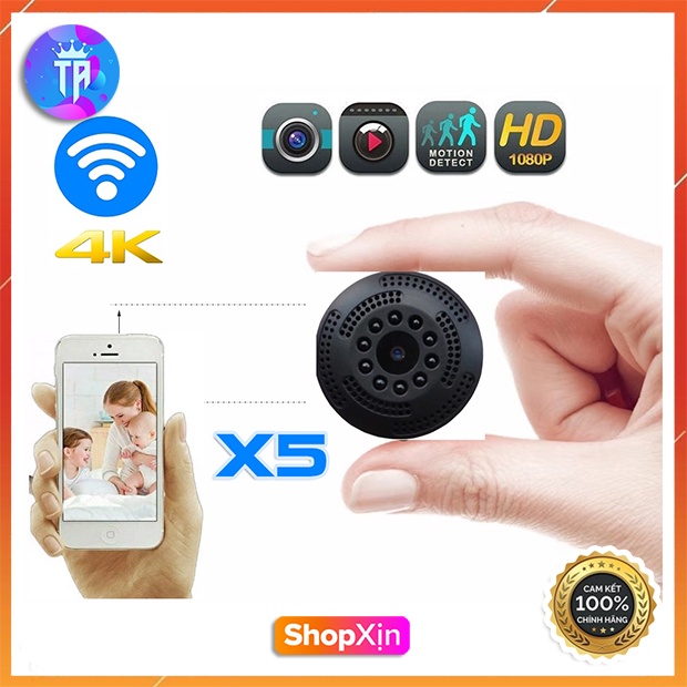 Camera Siêu Nhỏ WiFi X5 FullHD 1080P - Hồng Ngoại Quay Ban Đêm - Pin Trâu & Siêu Bền - Kết Nối Điện Thoại Xem Từ Xa