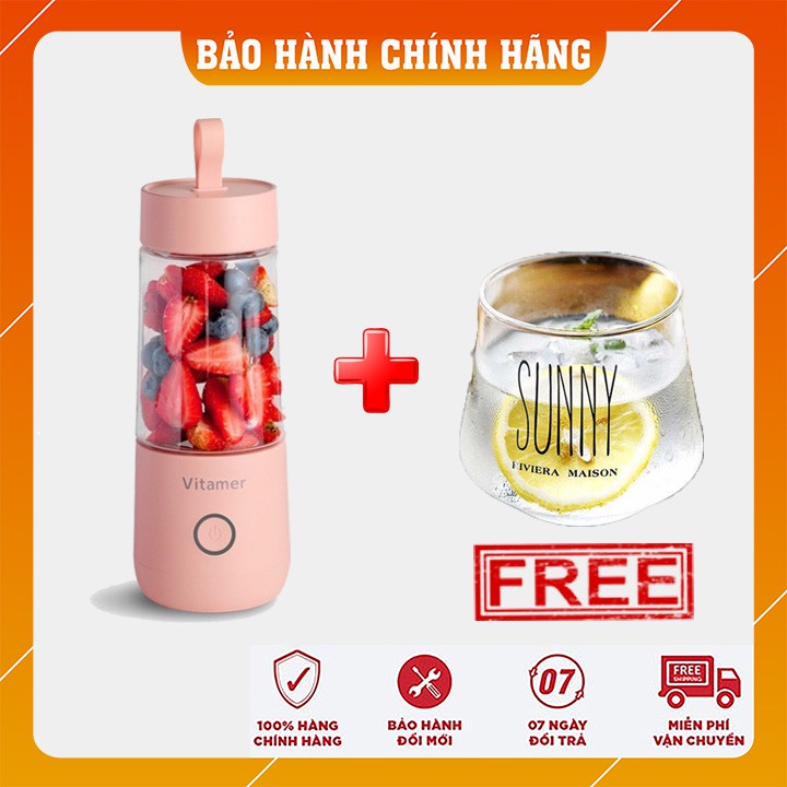 [FREESHIP - TẶNG LY CHỊU NHIỆT] Máy xay sinh tố, máy xay sinh tố mini máy xay cầm tay VITAMER chính hãng