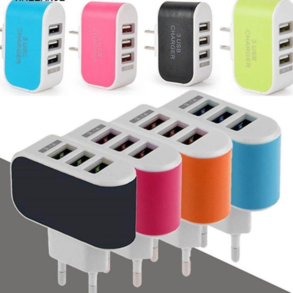 Cốc sạc 3 cổng USB sạc nhanh 3.1A dành cho điện thoại máy ảnh máy nghe nhạc