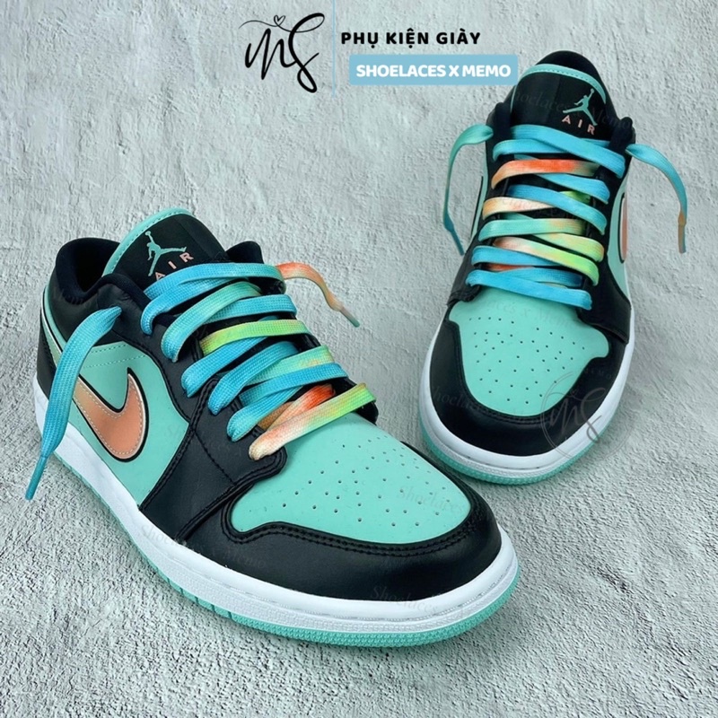 Dây Giày Tie Dye Loang Custom AF1 AJ1-Màu Xanh Mint Cam