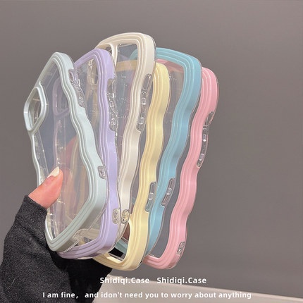 Ốp Điện Thoại Chống Sốc Màu Macaron Viền Gợn Sóng Cho compatible for IPhone 13 Pro Max 12 11 Pro Max 8 7 Plus X XS XR
