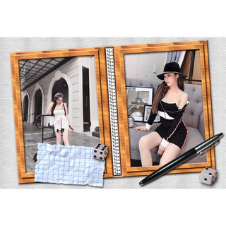 Set đầm dây kèm áo khoác thun borip dày đẹp