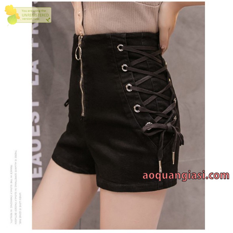 Quần short dây kéo trước đan dây hông MT338