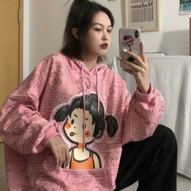 (freship đơn 100k) Áo hoodie cô gái in toàn thân KT12 ( kèm ảnh thật )