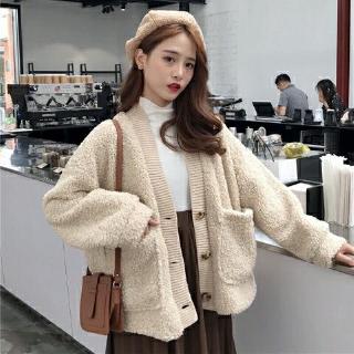 Áo Khoác Lông Cừu Dáng Rộng Thời Trang Cho Nữ