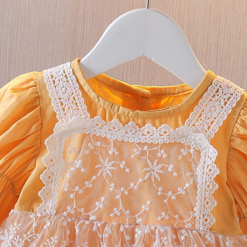 Đầm phối ren dài tay phong cách công chúa xinh xắn