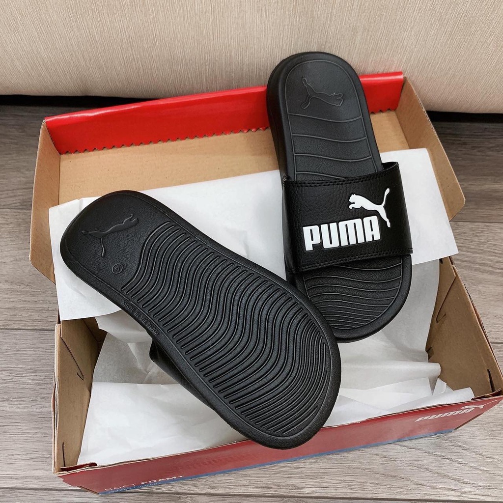 HÀNG CHÍNH HÃNG - DÉP PUMA POPCAT 2021 - *BLACK/WHITE LOGO* - 2021** - Code: 372279-01
