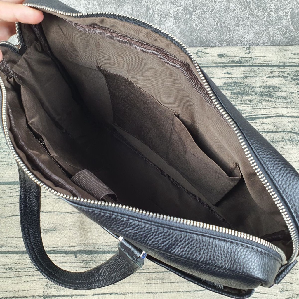 [Da thật] Túi công sở nam nữ; Cặp đựng laptop da bò thật vân mill CD308 (Black) - 100% da bò thật, BH 3 năm | BigBuy360 - bigbuy360.vn