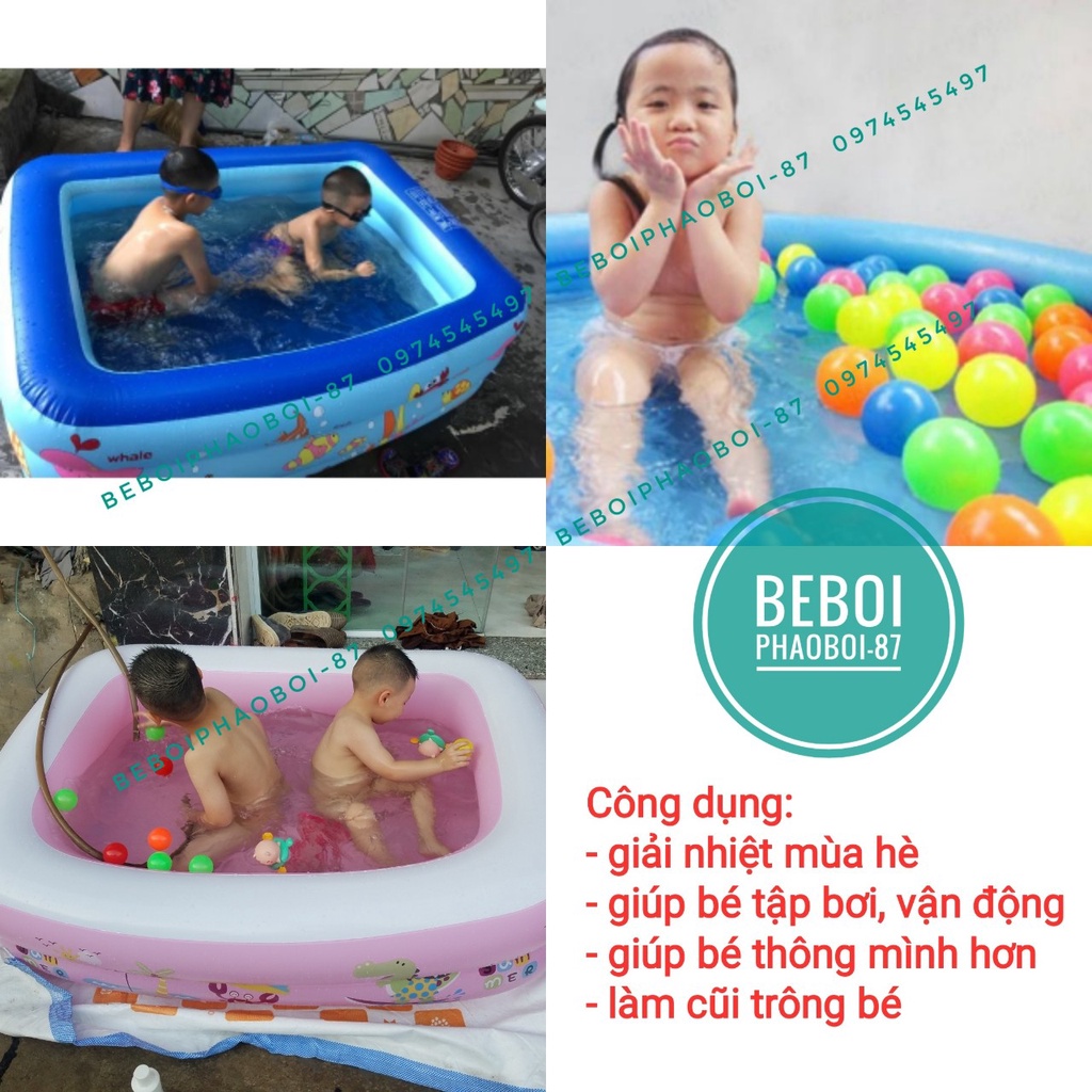 Bể bơi cho bé đủ các kích thước, bể bơi bơm hơi loại dày tặng kèm bộ keo vá