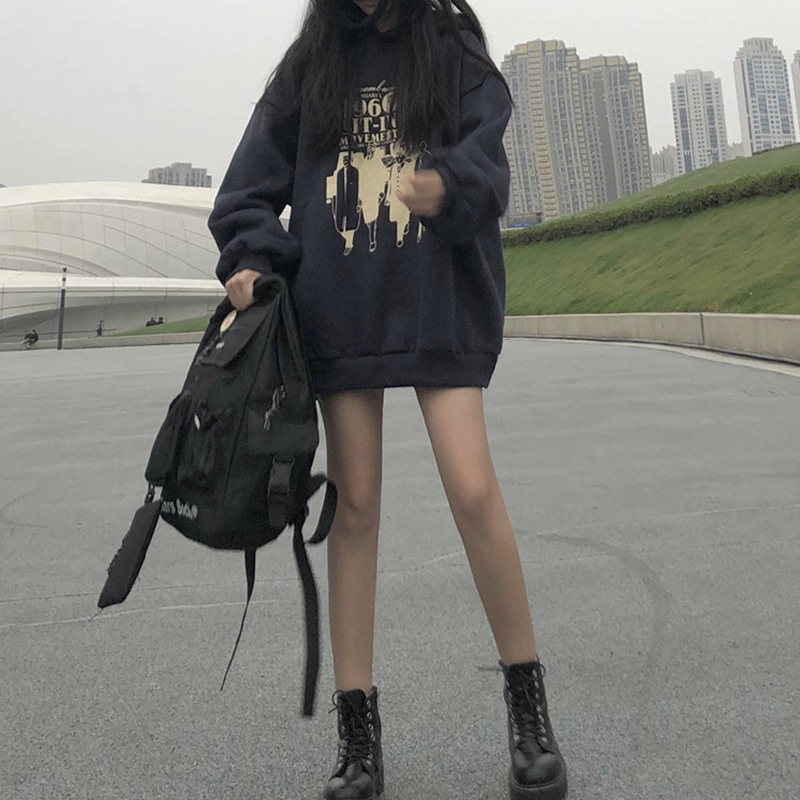 WANG JIAO ZHAN Áo Thun Tay Dài Dáng Rộng Thời Trang Thu Đông Phong Cách Hàn Quốc Cho Nữ áo hoodie nữ