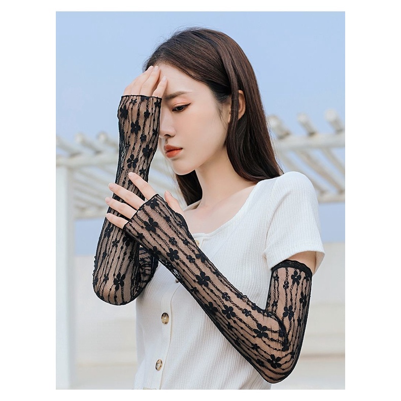 Ống Tay Dài Chống Nắng Vải Ren Mỏng Thời Trang Mùa Hè Cho Nữ