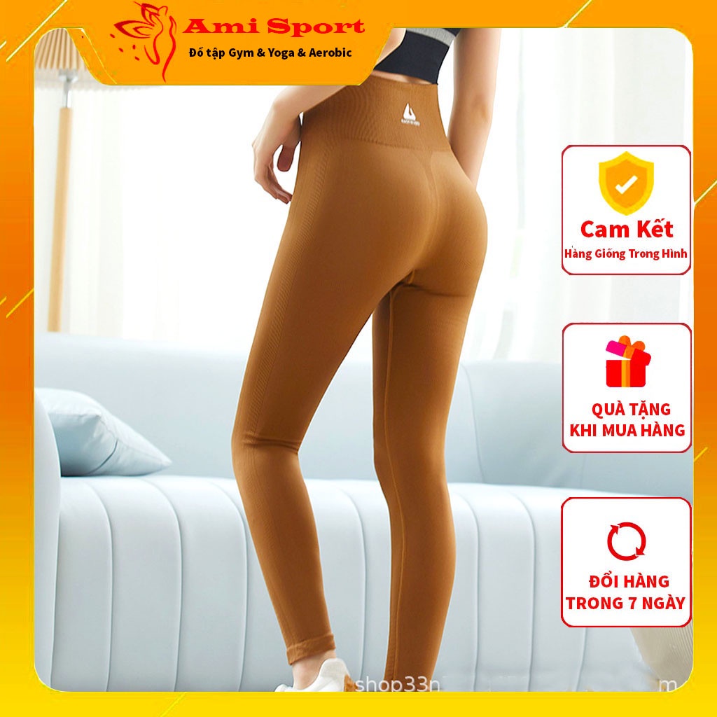Quần tập gym nữ dài nâng mông cạp cao, vải co giãn thoải mái B06