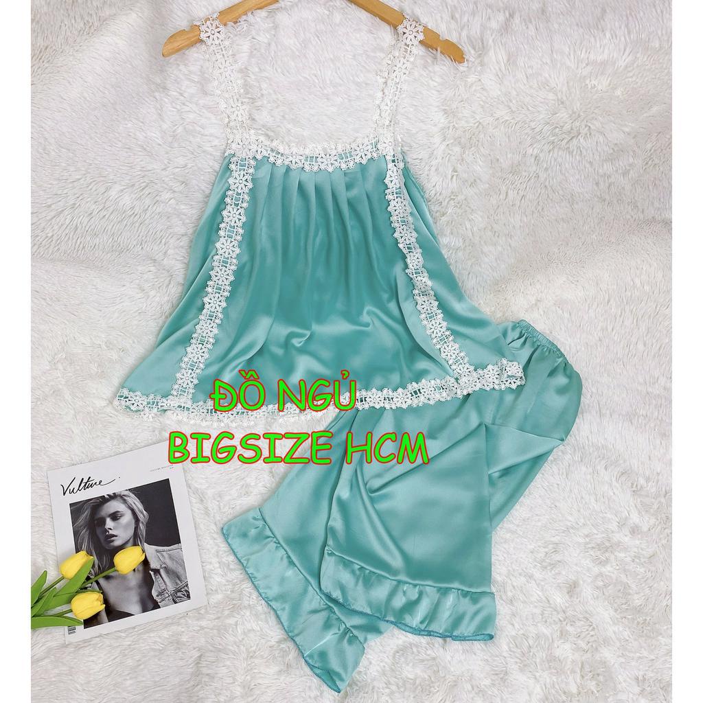 [70kg - 100kg] BỘ BIGSIZE SATIN DỄ THƯƠNG, VẢI LỤA SATIN MỀM MỊN MÁT MẶC BAO THÍCH MẶC NHÀ MẶC NGỦ ĐỀU ĐẸP, VẠT CHÉO