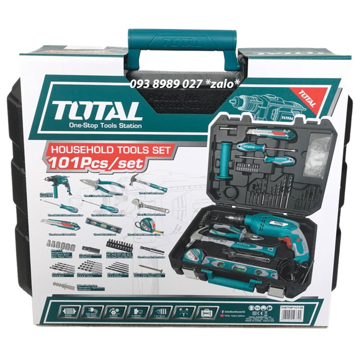 BỘ MÁY KHOAN BÚA TOTAL 650W 101 CHI TIẾT