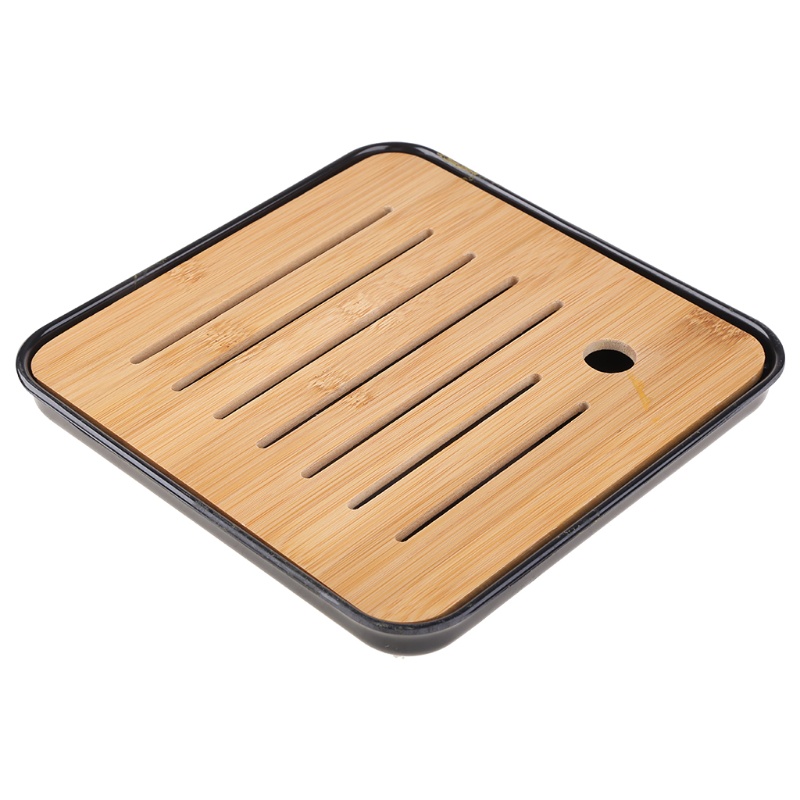 Khay phục vụ trà bằng gỗ thân thiện với môi trường thiết kế hình vuông đơn giản có rãnh thoát nước chất lượng cao