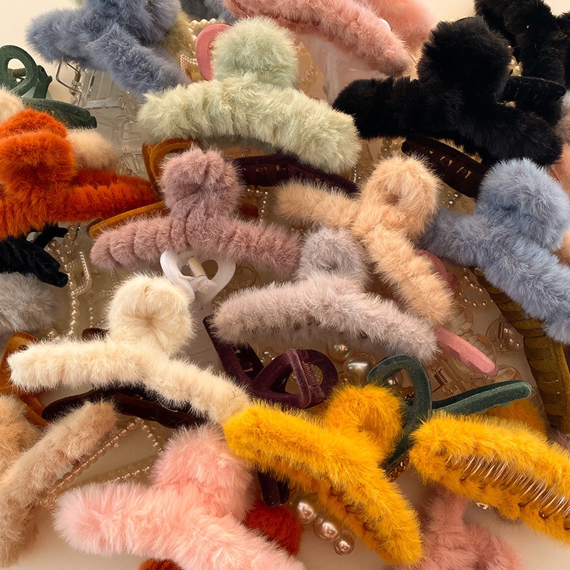 Kẹp Tóc Lông Nhung Màu Macaron Phong Cách Hàn Quốc Dễ Thương