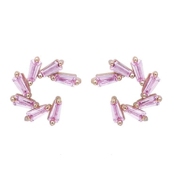 Bông Tai Mạ Bạc 925 Đính Đá Thạch Anh Tím Thời Trang Cho Nữ