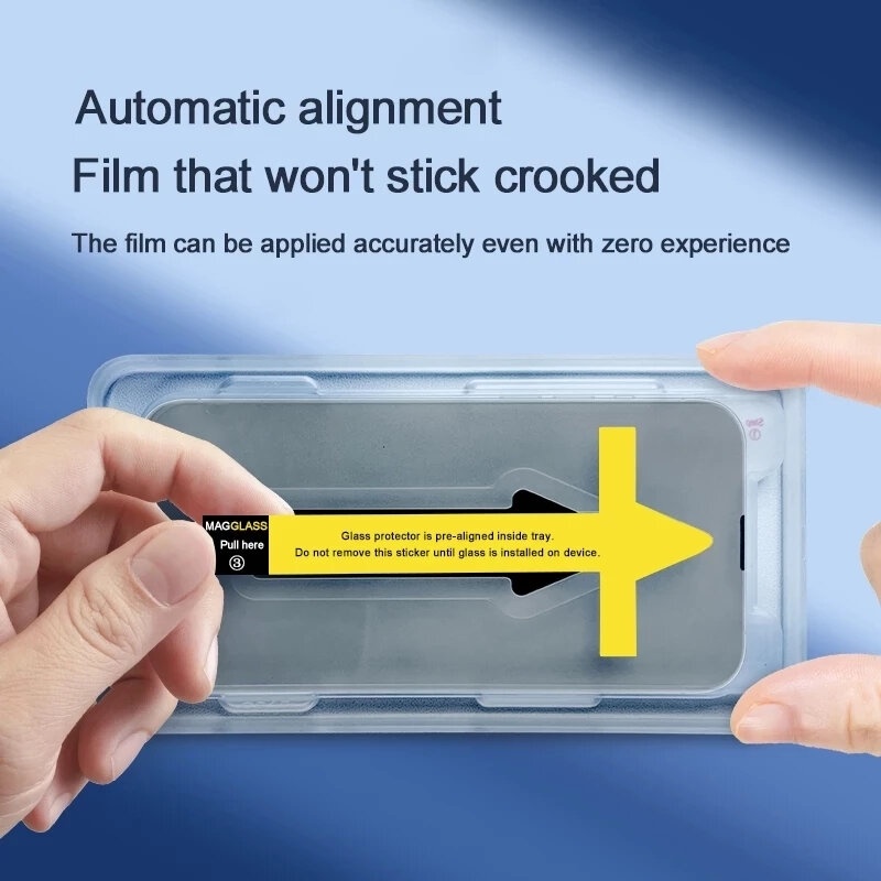 Cường lực iphone tự dán blue arrow automatic alignment