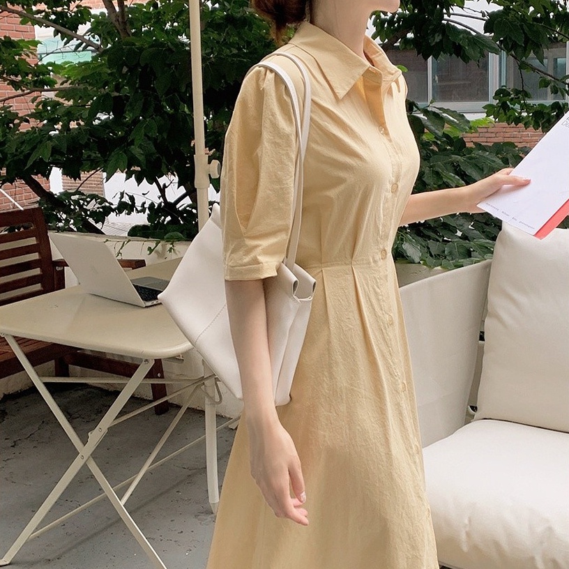 Đầm midi SUXI đơn giản ngọt ngào phong cách Hàn Quốc thời trang mùa hè xinh xắn cho nữ