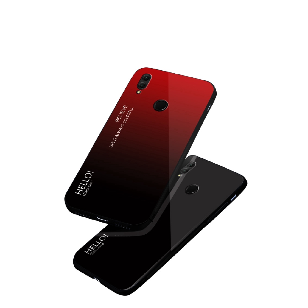 Ốp điện thoại kính cường lực màu gradient cho Huawei Honor Play Note 10 Magic 2 8A 9 Lite