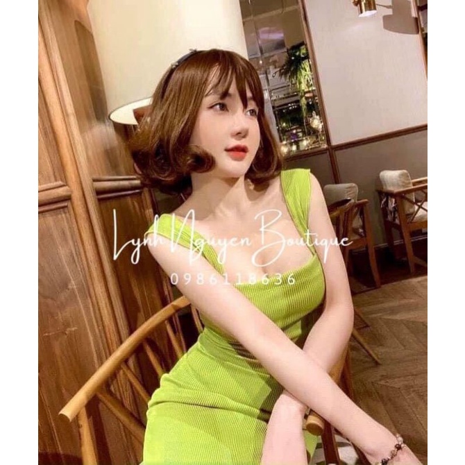Đầm body 2 dây bản to dáng dài siêu tôn dáng