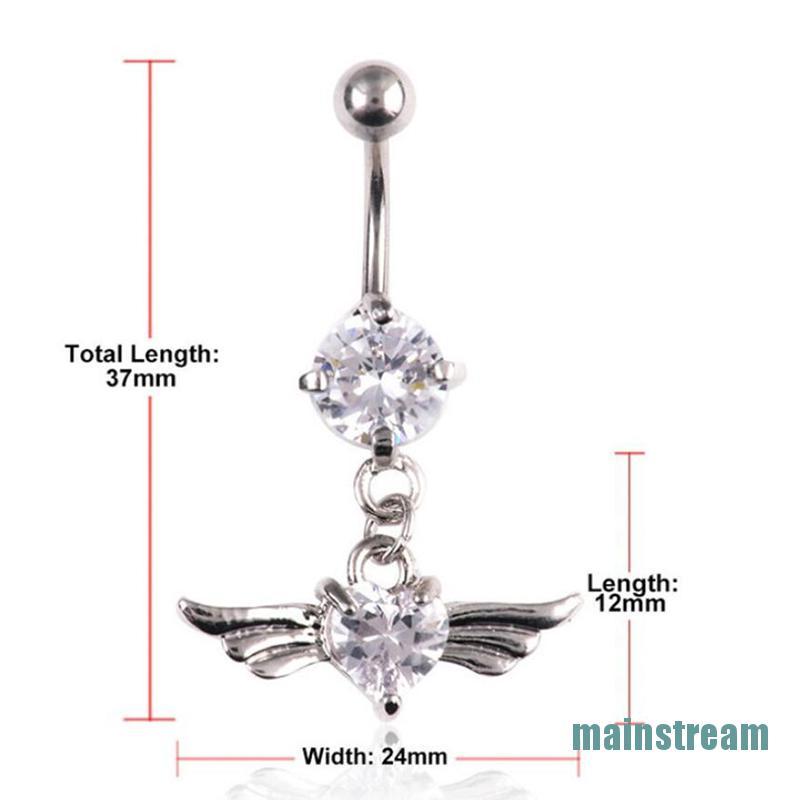 Khuyên Rốn Hình Đôi Cánh Đính Đá Pha Lê Sang Trọng 14g