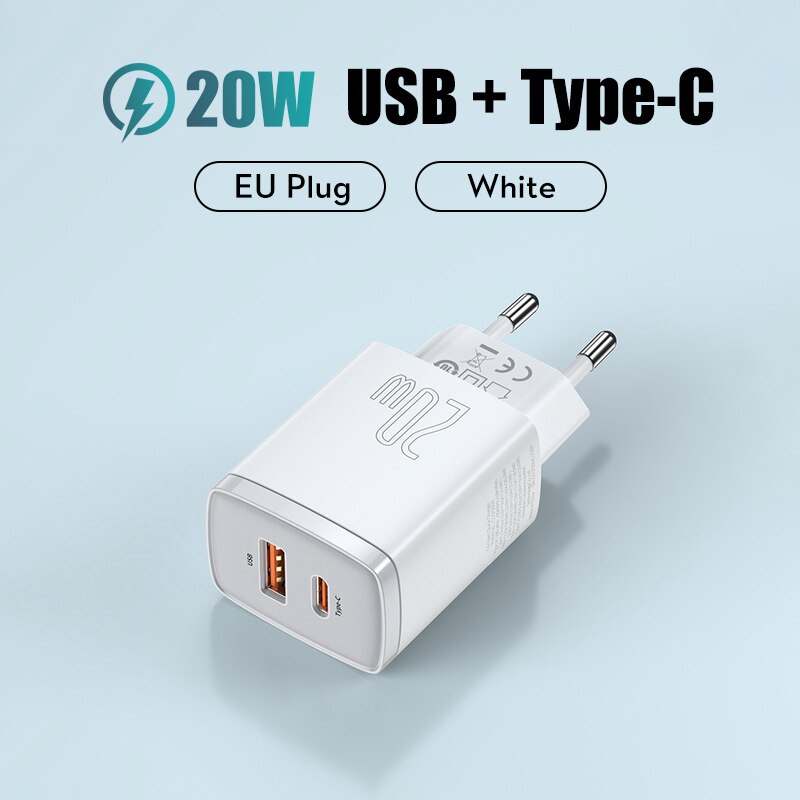 Cốc Sạc Nhanh Baseus 20w Cổng Usb Kép Tiện Dụng Khi Đi Du Lịch