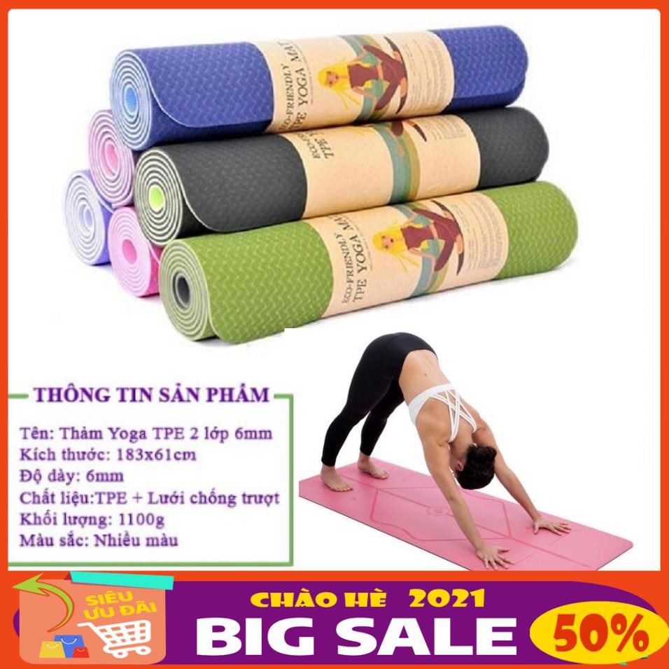 Thảm Tập Yoga, Tập Gym, Tập Thể Dục Tại Nhà TPE Đài Loan Cao Cấp, Chống Trơn Trượt, Êm Ái Khi Sử Dụng - AQ