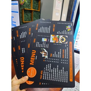 Menu trà sữa, ăn vặt kích thước a4