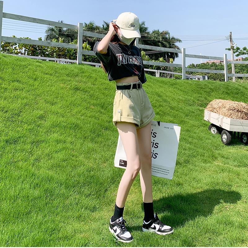 Quần Short Denim Lưng Cao Ống Rộng Thời Trang Mùa Hè Dành Cho Nữ