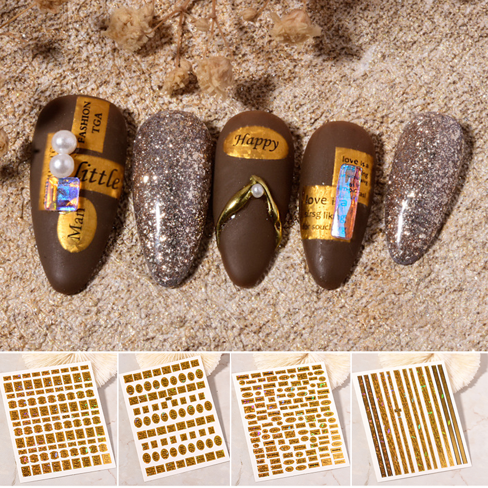 [Hàng mới về] Miếng dán kim loại 3d trang trí móng tay nghệ thuật