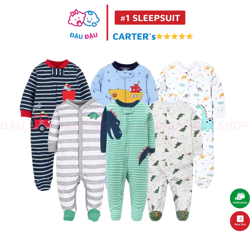 Sleepsuit Carter liền tất sơ sinh cho bé trai, body ngủ cotton dài tay bé trai - BST 2