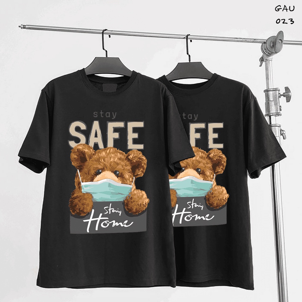Áo Gấu Hot Trend - Vải Cotton Thoáng Mát, Tay Ngắn, Nam Nữ Đều Mang Được, Size S - 5XL Mã GAU023