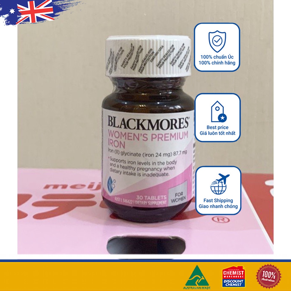 [Tem Chemist] Viên uống bổ sung sắt Blackmores cho bà bầu của Úc Blackmores Iron 30 viên (SP3)