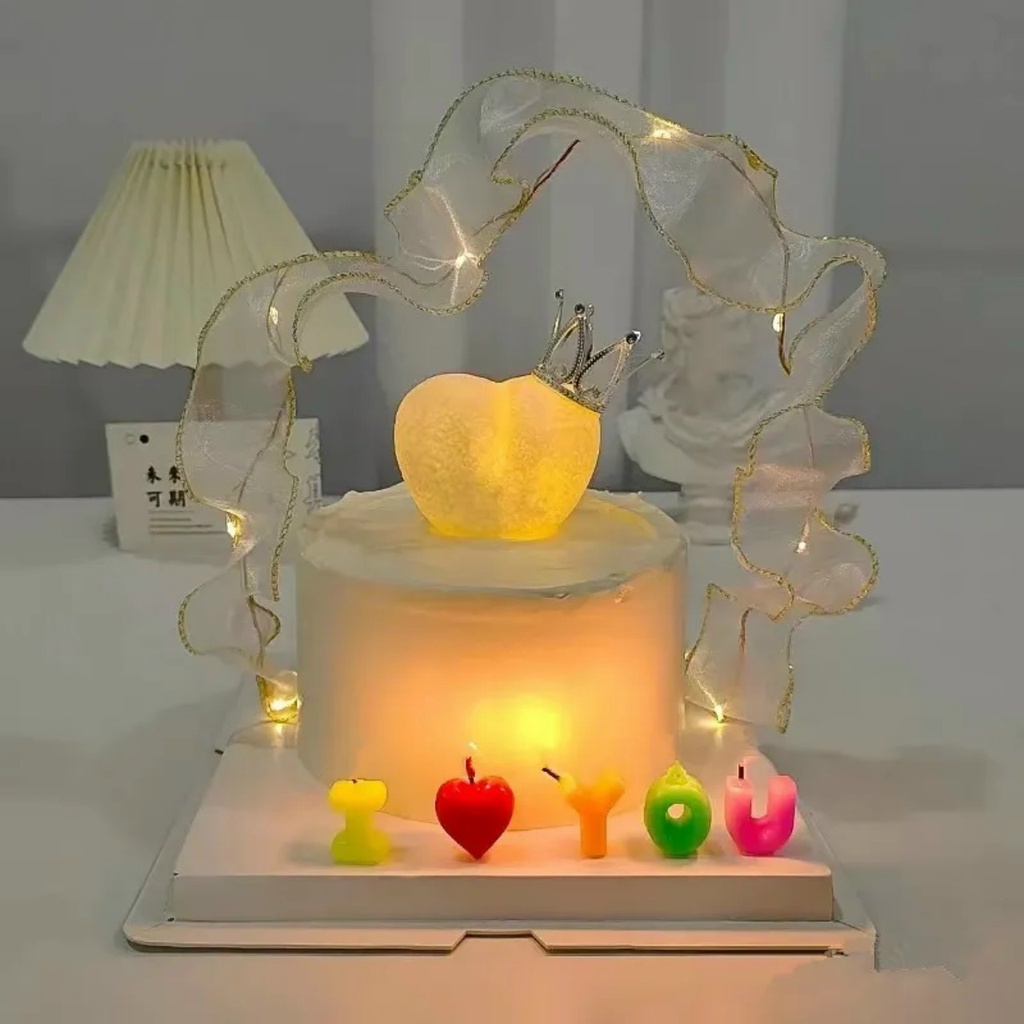 Phụ kiện trang trí bánh kem  trái tim gắn led