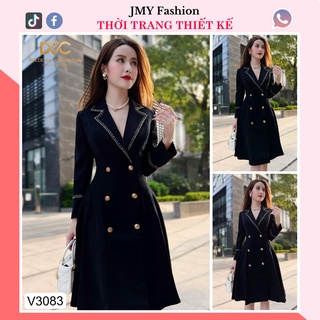 V3083 Váy vest đen [kèm video SP] váy đen cổ vest, áo choàng cổ vest dáng dài - DVC&ACC
