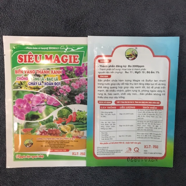 [ Hot ] Siêu Magie 25G - Biến Vàng Thành Xanh - Giúp Cây Xanh Tốt - Dày Lá - Super Magie