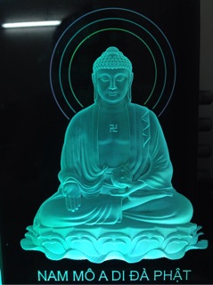 Tranh điện đèn LED,mi ca,phật giáo : Phật A Di Đà Ngồi (22x15cm) nháy màu,co điều khiển