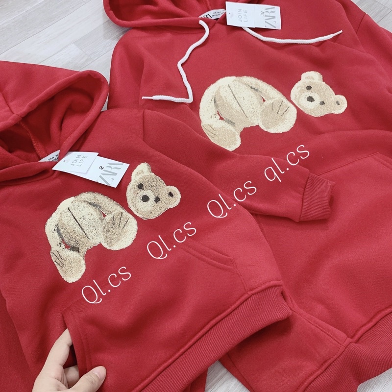 ADGD7 - ÁO ĐÔI MẸ BÉ ĐỎ HODIE GẤU BE | BigBuy360 - bigbuy360.vn