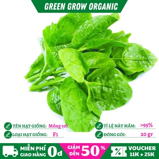 Hạt giống rau mồng tơi hữu cơ chịu nhiệt tốt năng suất cao MS160 GREEN GROW ORGANIC