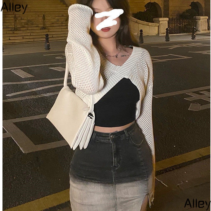 Áo Kiểu Dệt Kim Mỏng Nhẹ Tay Dài Kích Thước Lớn MM Plus Size Thời Trang Mùa Hè Mới Cho Nữ 2021