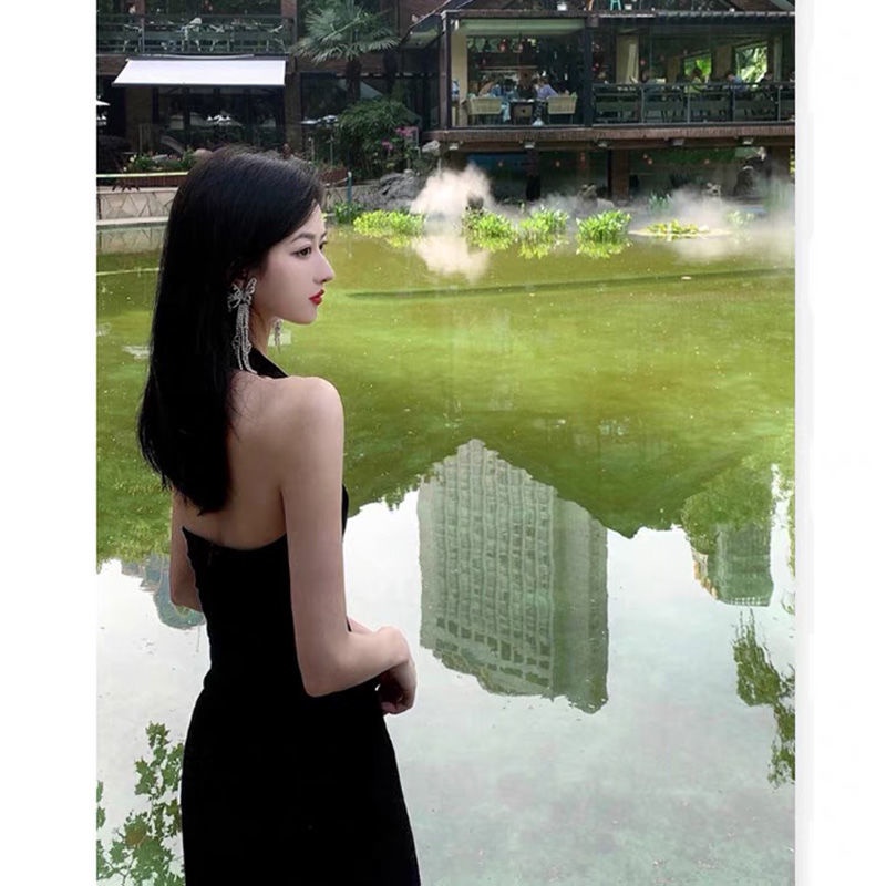 Đầm Nữ Hai Dây Màu Đen Phong Cách Hepburn Sang Trọng Thời Trang Mùa Hè