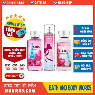 [full Set] Bath and Body Works Paris Amour - Gel Tắm Xịt Thơm Dưỡng Thể toàn Thân _Xchoice